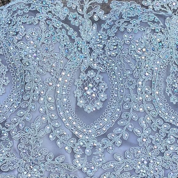 MAY QUEEN COUTURE DRESS PROM HOMECOMING WEDDING FORMAL SEQUIN STRAPPY SILVER 8 - Picture 5 of 12